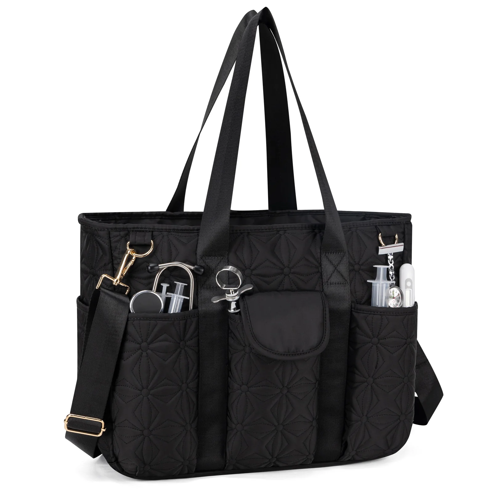 Dual Phone Holder - Kabaqoo Large Capacity Canvas Tote Bags