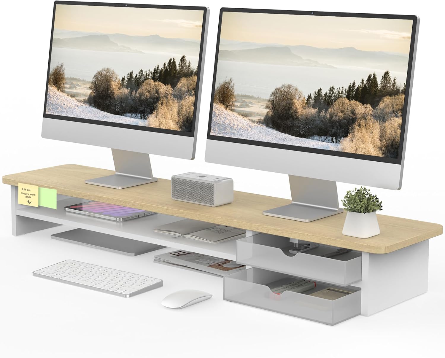 Monitor Riser Wood - Monitor Stand, Dual Monitor Riser, 42.5inch