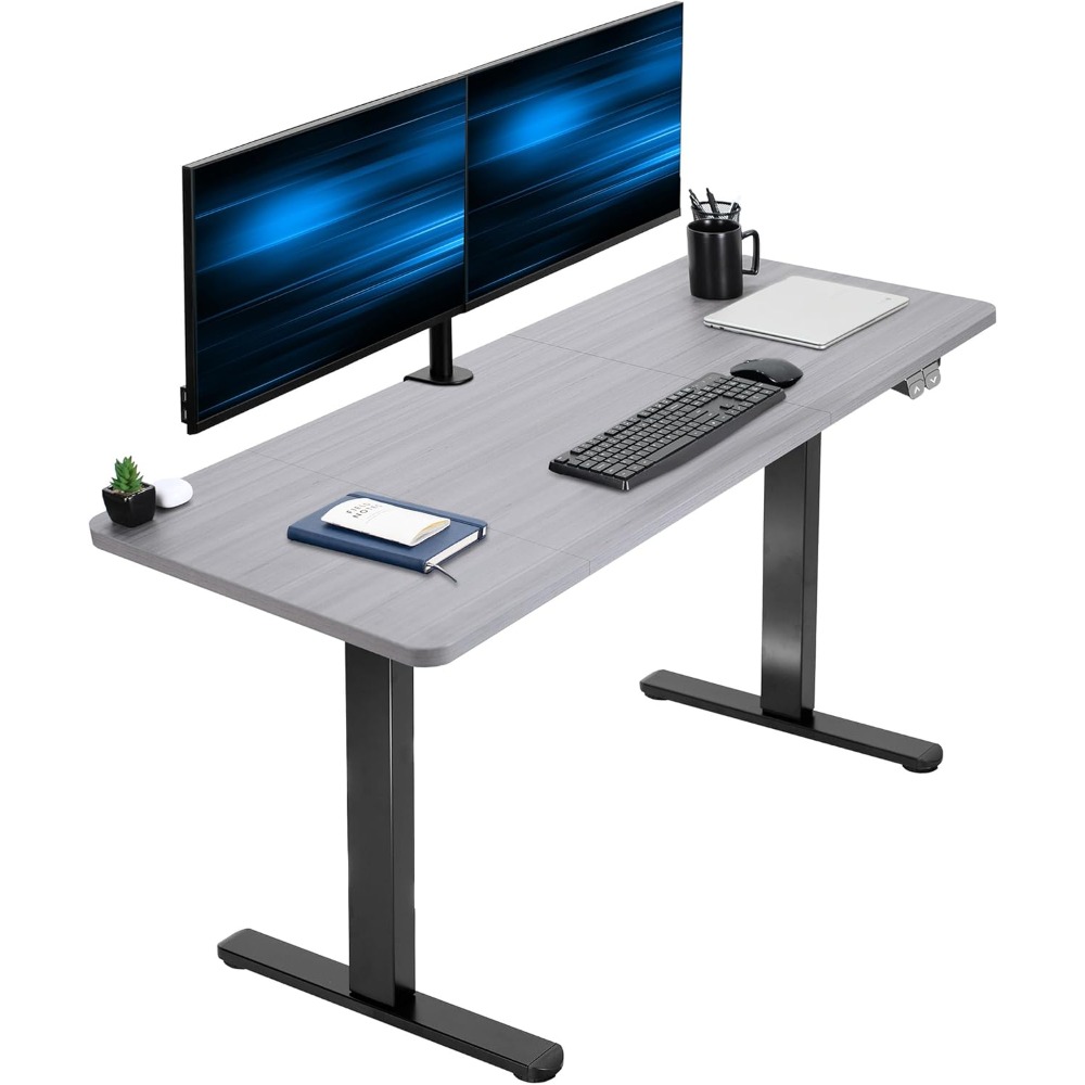 Desk Setup Dark - VIVO Electric 60 x 24 inch