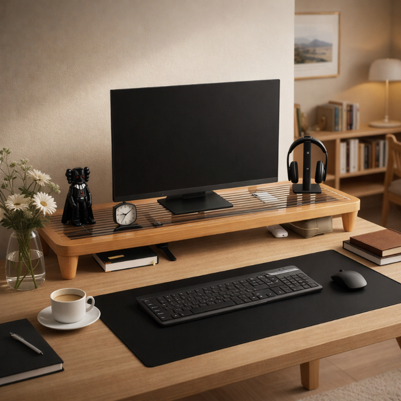 Monitor Riser Wood - Desk Riser Monitor Stand with Bamboo