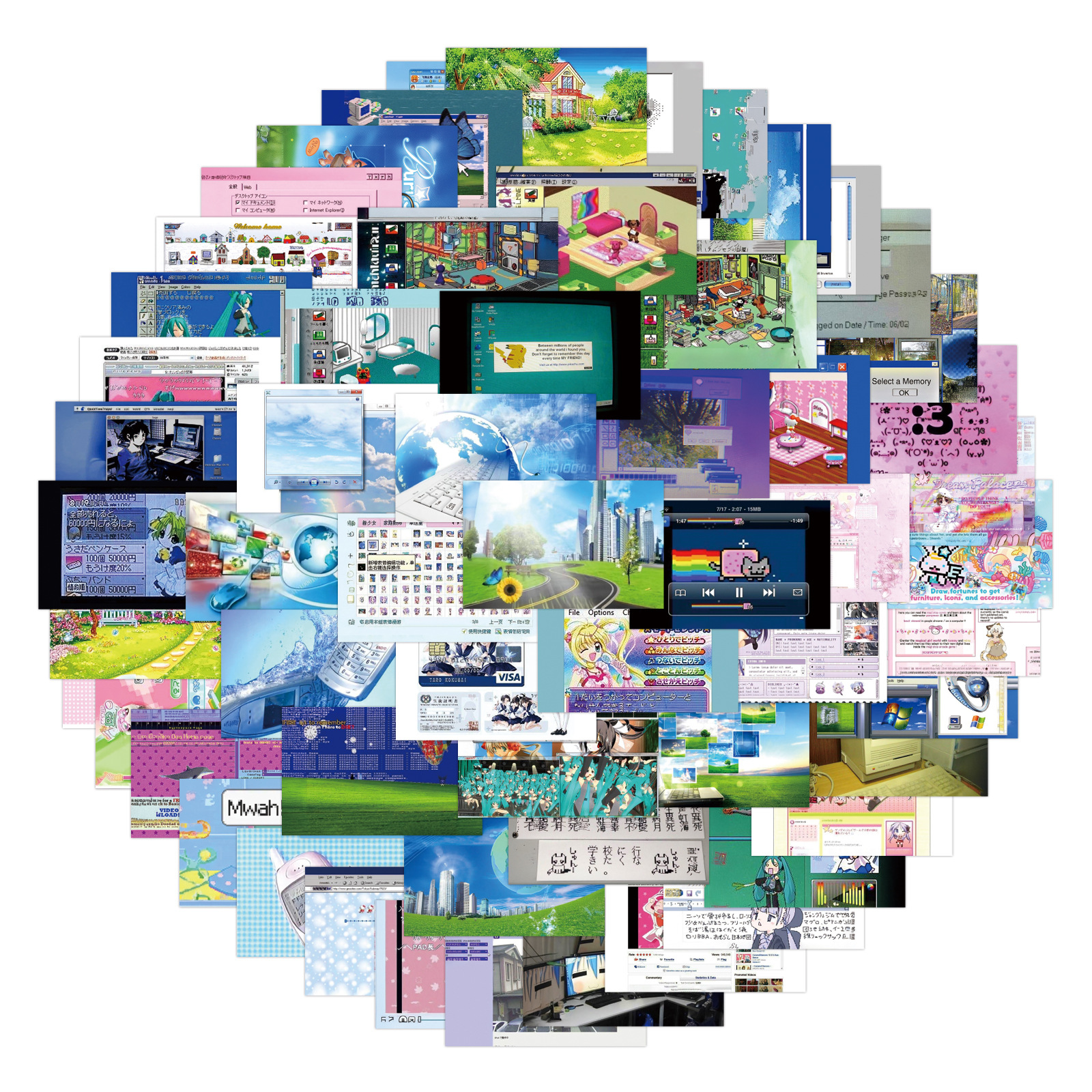Desk Setup Poster - 75Pcs Creative Webcore Ancient Poster Phone