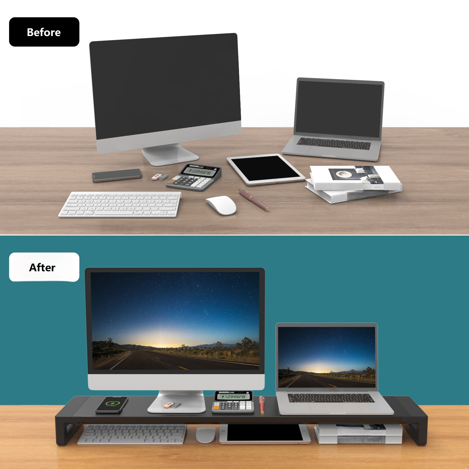 Dual Monitor Stand Riser, Exte - Dual Monitor Desk Setup recensie en prijs