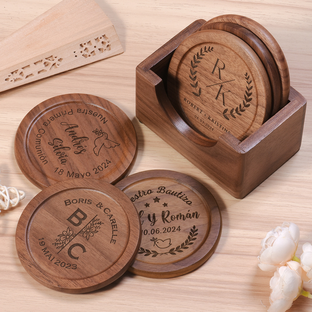 Walnut Dark Coaster Set of 6 P - Desk Setup Dark recensie en prijs