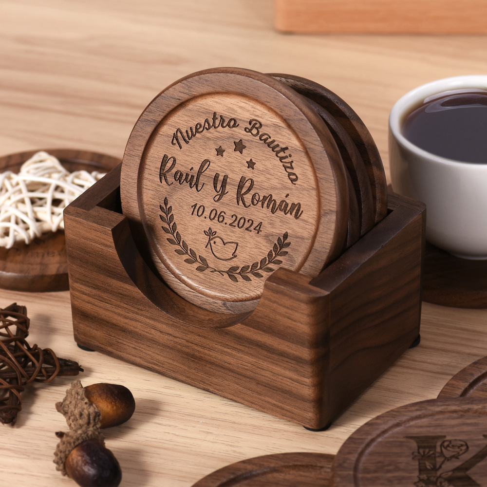 Walnut Dark Coaster Set of 6 P - Desk Setup Dark recensie en prijs