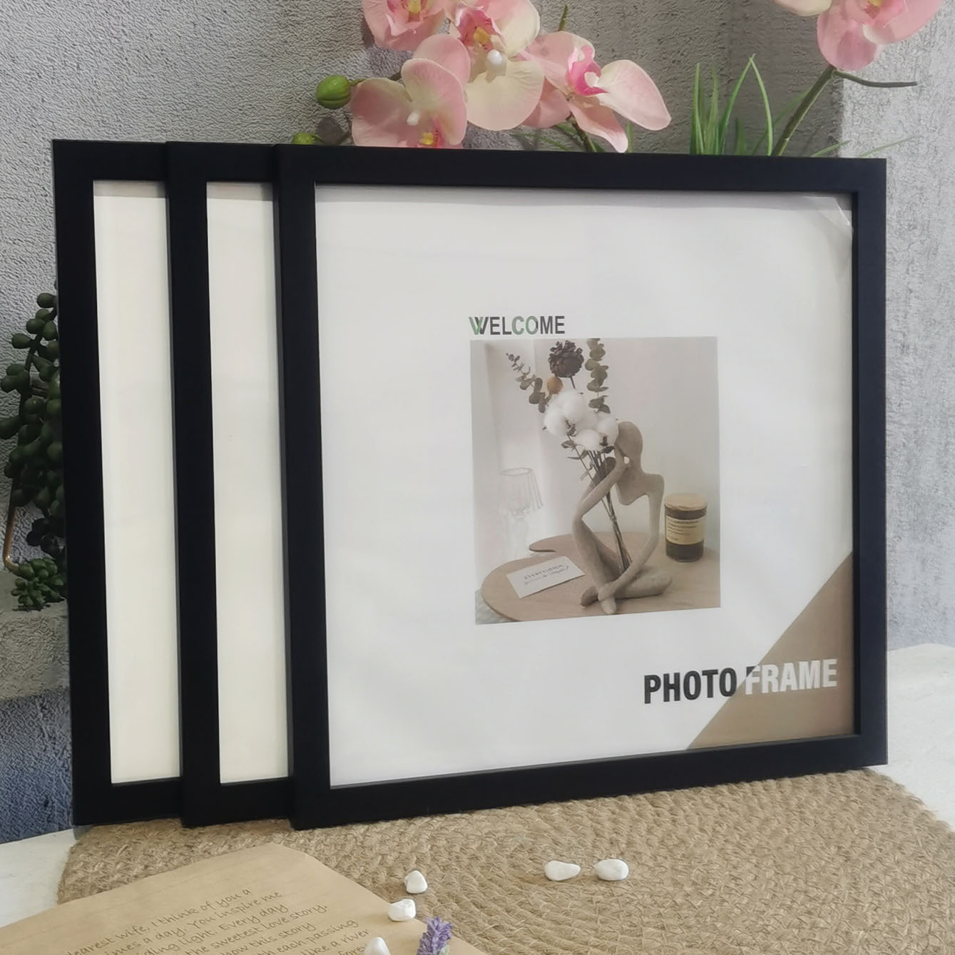 3Pcs Wood Square Photo Frames  - Desk Setup Poster recensie en prijs