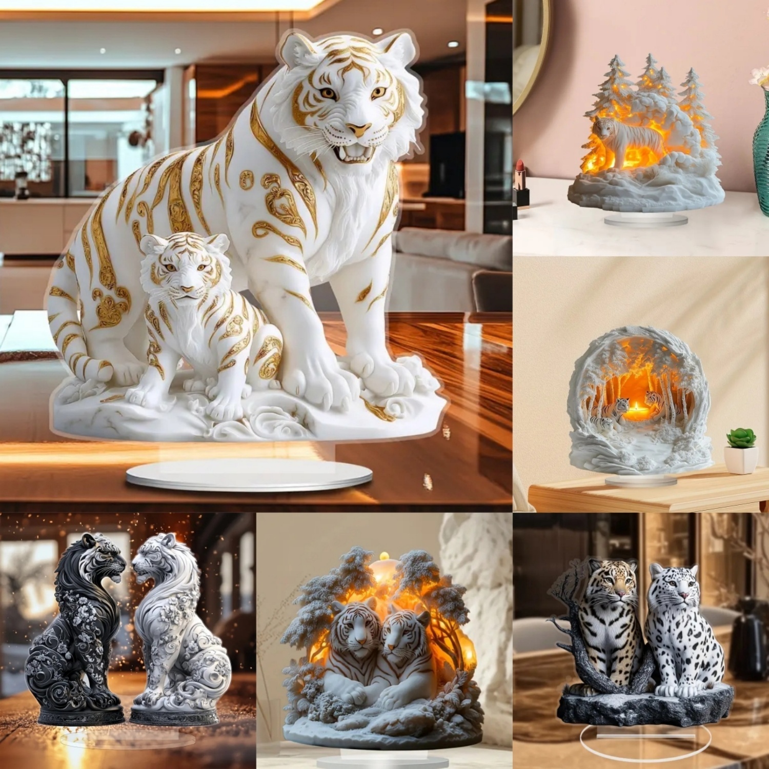 Two Tigers Statue,2D Flat Anim - Desk Setup Equipment recensie en prijs