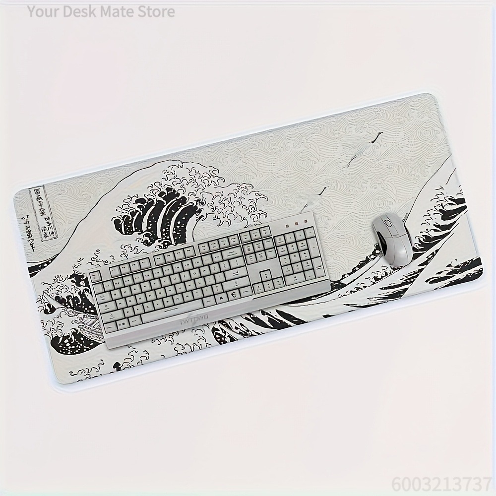 Black White Wave Art XXL Desk  - Desk Setup Art recensie en prijs