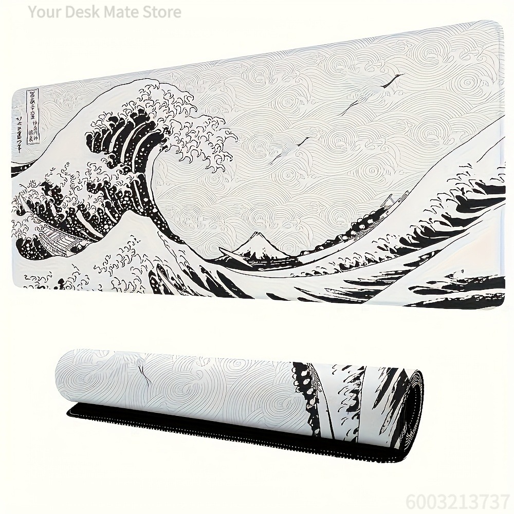 Black White Wave Art XXL Desk  - Desk Setup Art recensie en prijs