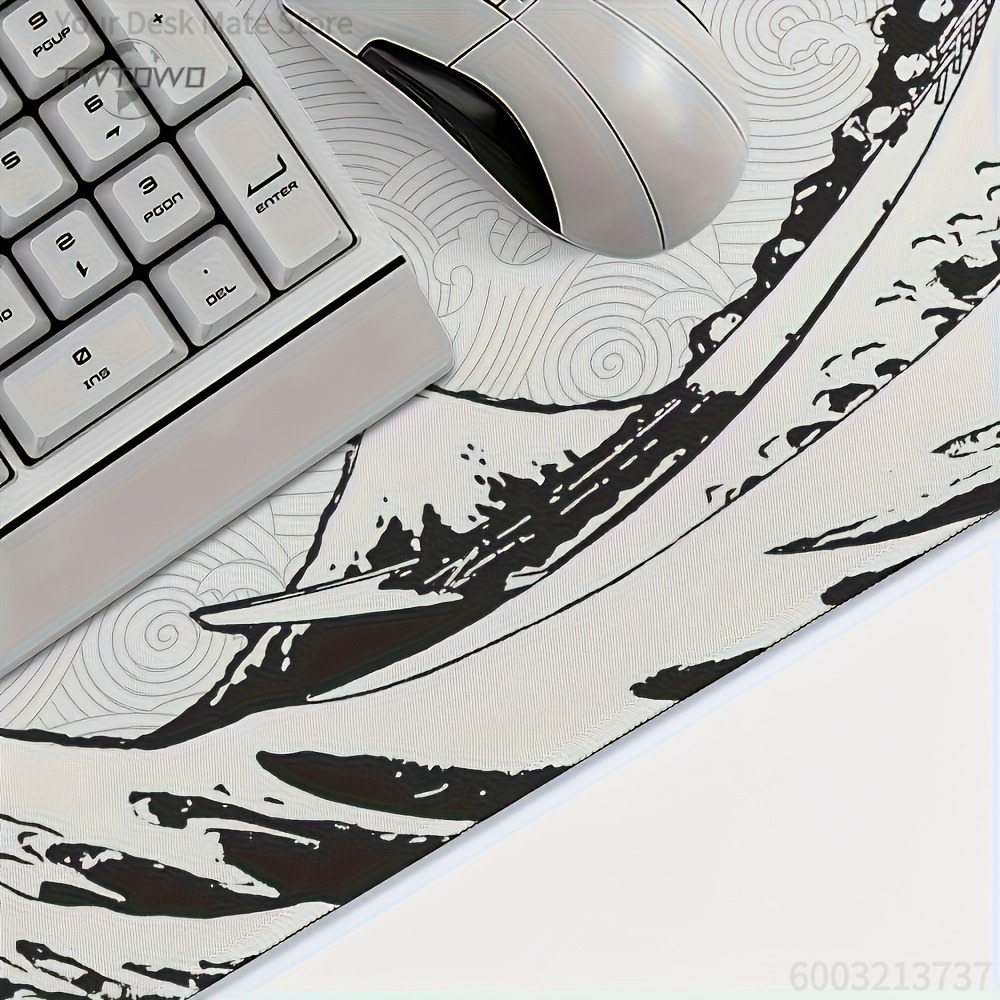 Black White Wave Art XXL Desk  - Desk Setup Art recensie en prijs