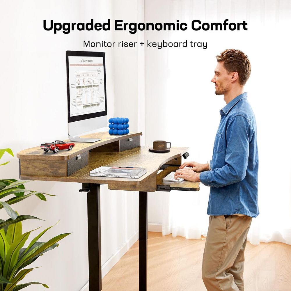 Vintage 48 x 26 Electric Desk  - Desk Setup With Keyboard Tray recensie en prijs