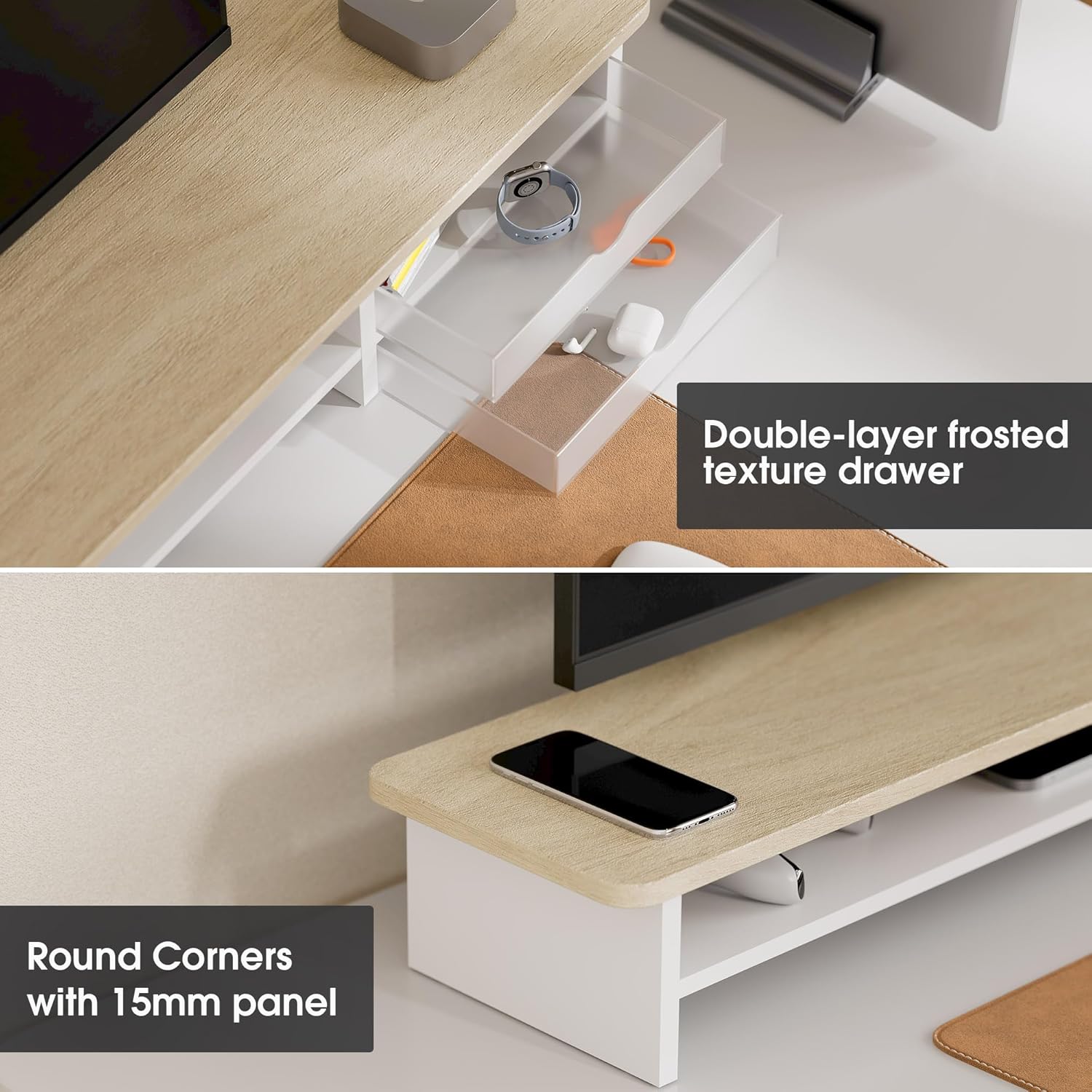 Monitor Stand, Dual Monitor Ri - Monitor Riser Wood recensie en prijs