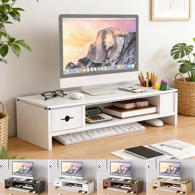 Wooden Desktop Organizer with  - Monitor Riser Wood recensie en prijs
