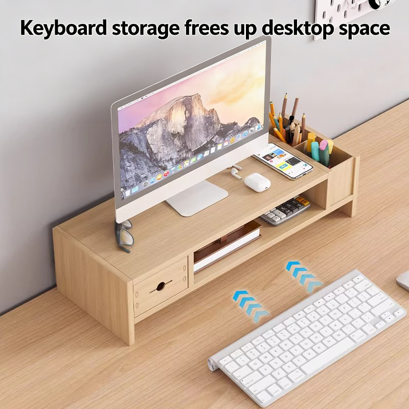 Wooden Desktop Organizer with  - Monitor Riser Wood recensie en prijs