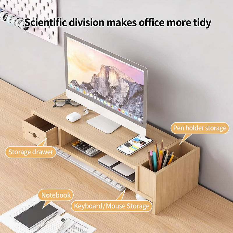 Wooden Desktop Organizer with  - Monitor Riser Wood recensie en prijs