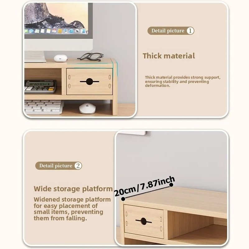 Wooden Desktop Organizer with  - Monitor Riser Wood recensie en prijs
