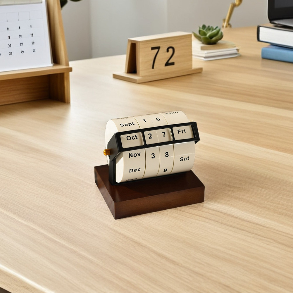 Rotary Perpetual Calendar Wood - Desk Setup Vintage recensie en prijs