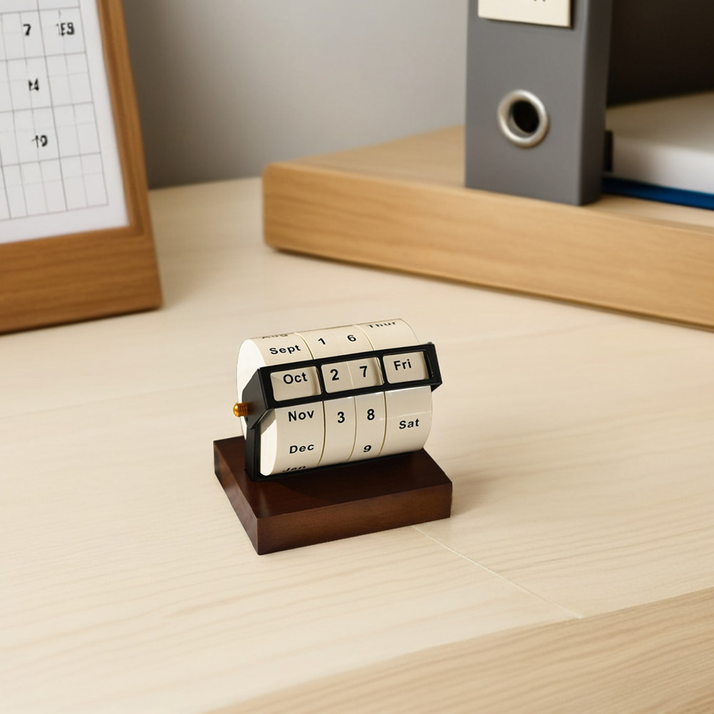 Rotary Perpetual Calendar Wood - Desk Setup Vintage recensie en prijs