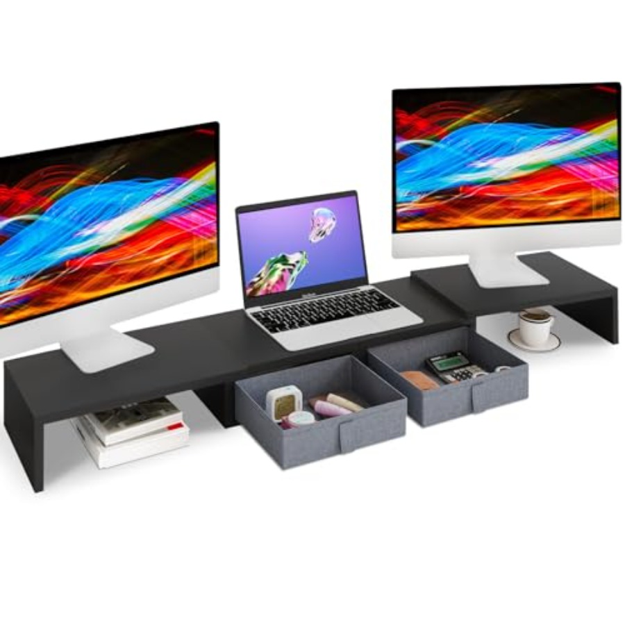 Wood Dual Monitor Stand Riser  - Monitor Riser Wood recensie en prijs