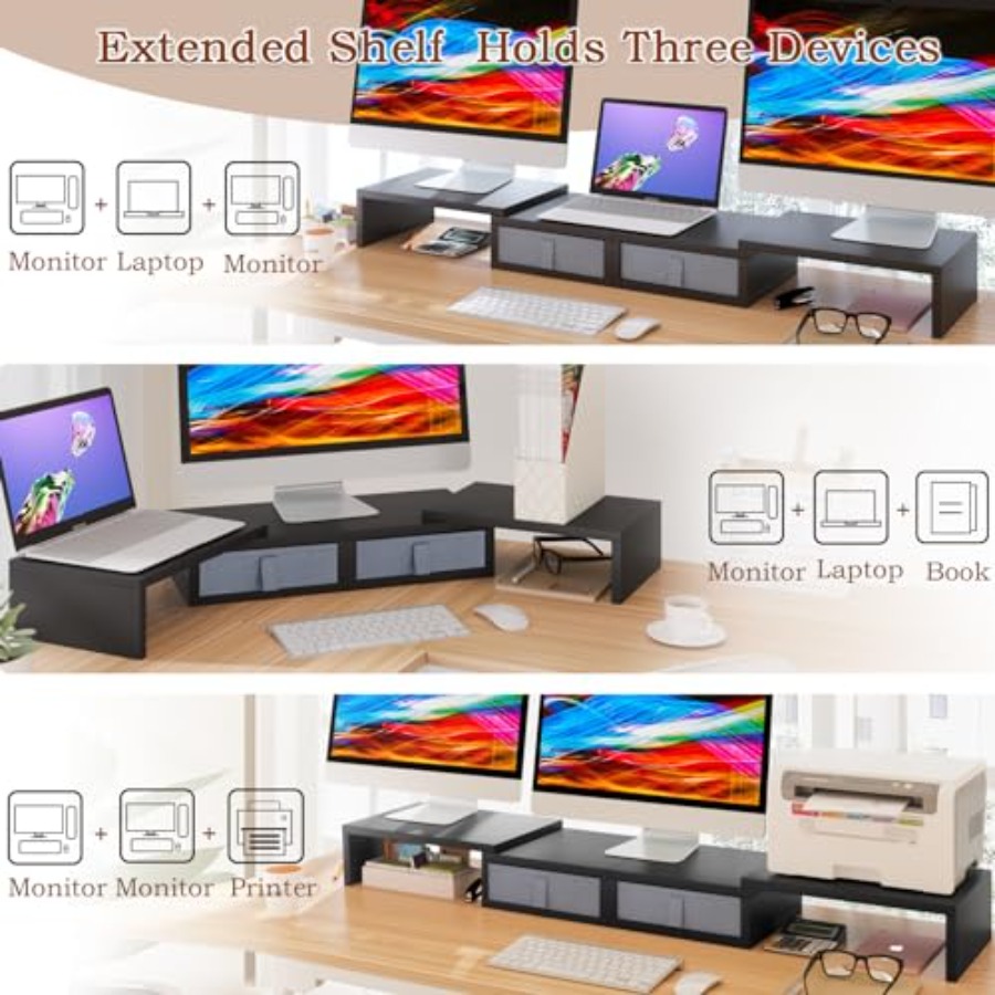 Wood Dual Monitor Stand Riser  - Monitor Riser Wood recensie en prijs