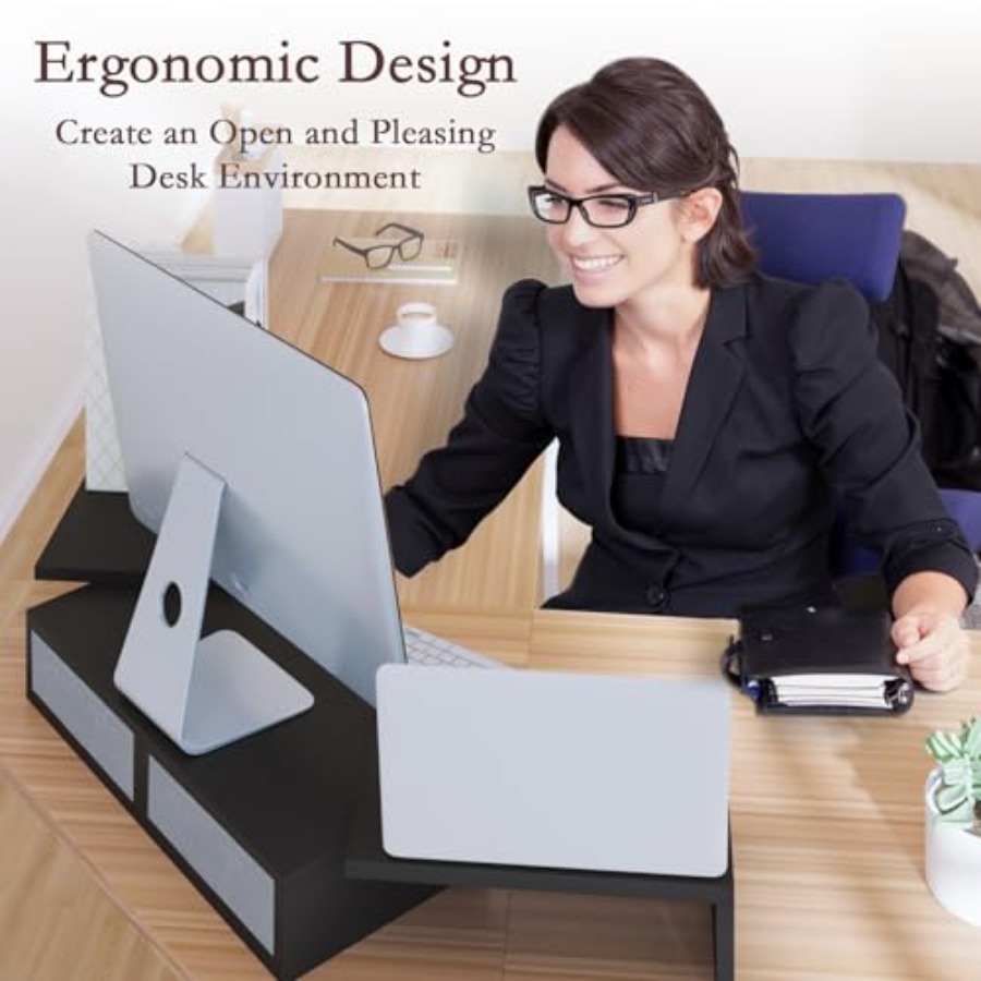 Wood Dual Monitor Stand Riser  - Monitor Riser Wood recensie en prijs