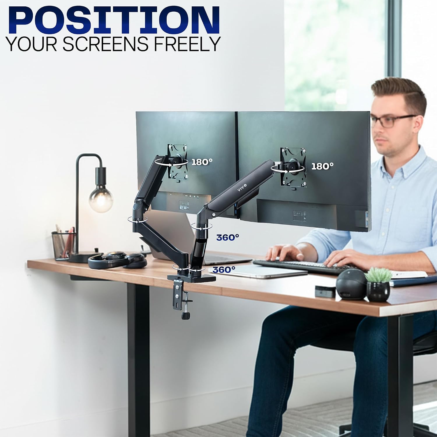 Dual Monitor Stand, Fully Adju - Dual Monitor Desk Setup recensie en prijs