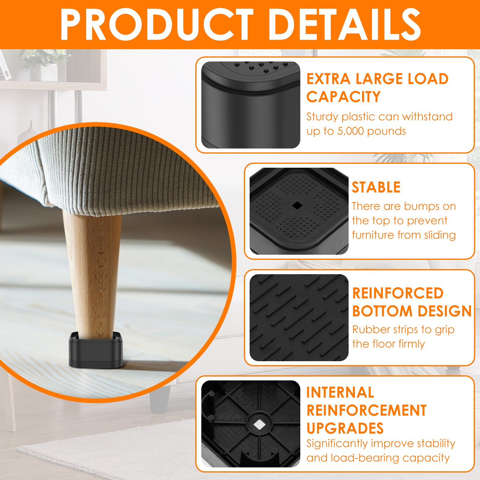 8-16 Pcs Furniture Risers Nons - Desk Setup Riser recensie en prijs