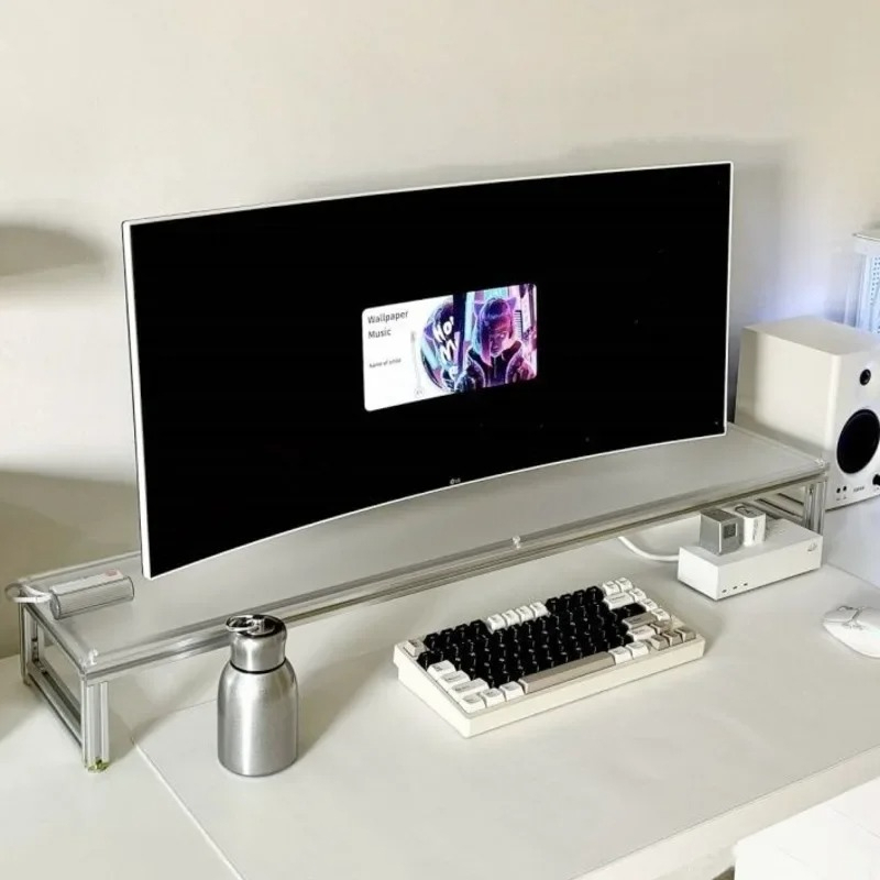 Aluminum Monitor Stand Acrylic - Desk Setup With Laptop And Monitor recensie en prijs