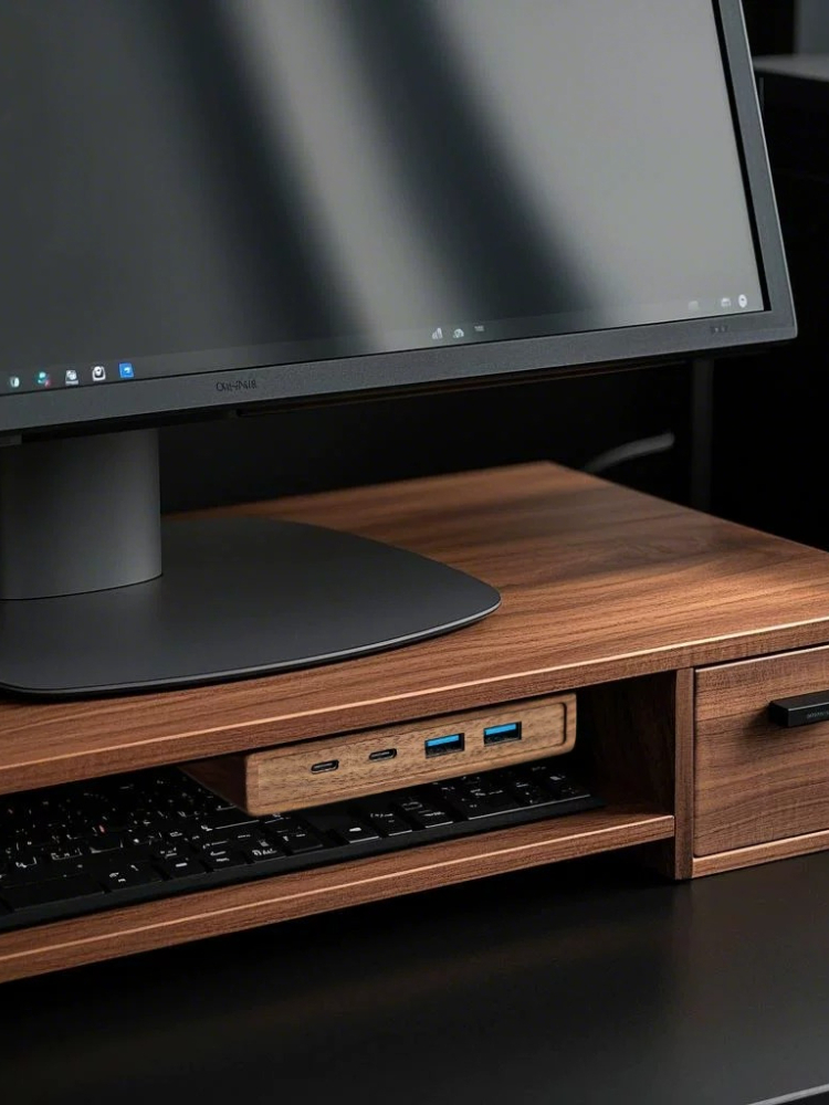 USB 3.2 Hub with Self-Adhesive - Monitor Riser Wood recensie en prijs