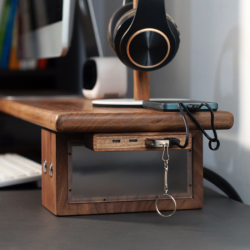 USB 3.2 Hub with Self-Adhesive - Monitor Riser Wood recensie en prijs