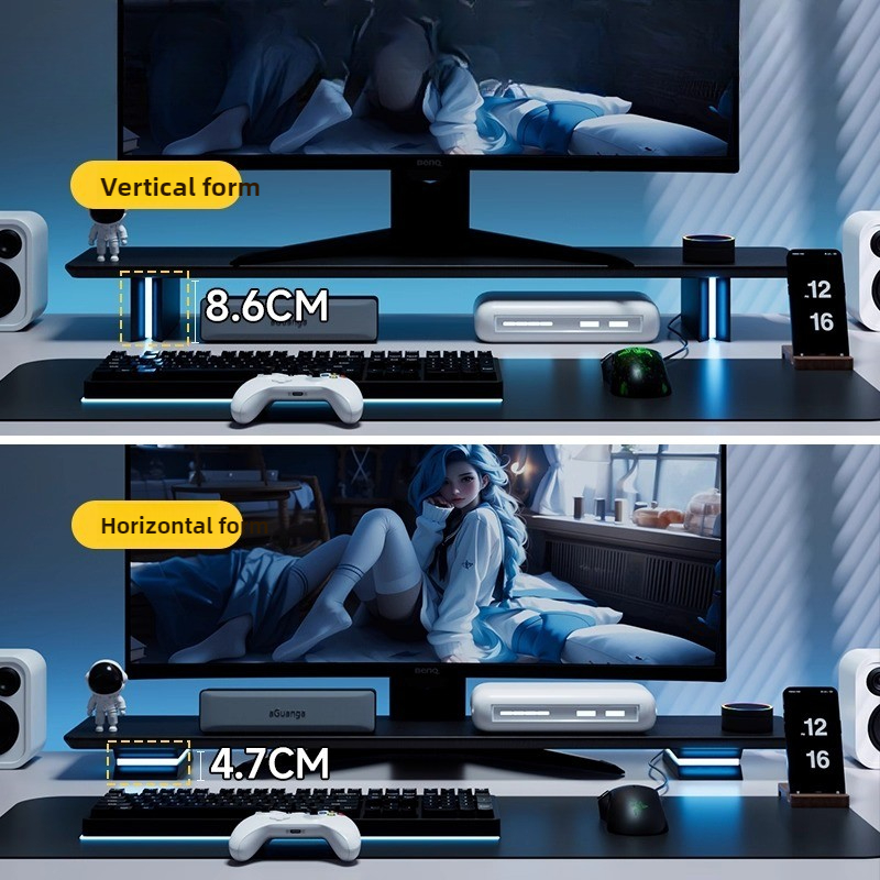 RGB Monitor Stand Ergonomic Co - Desk Setup With Laptop And Monitor recensie en prijs