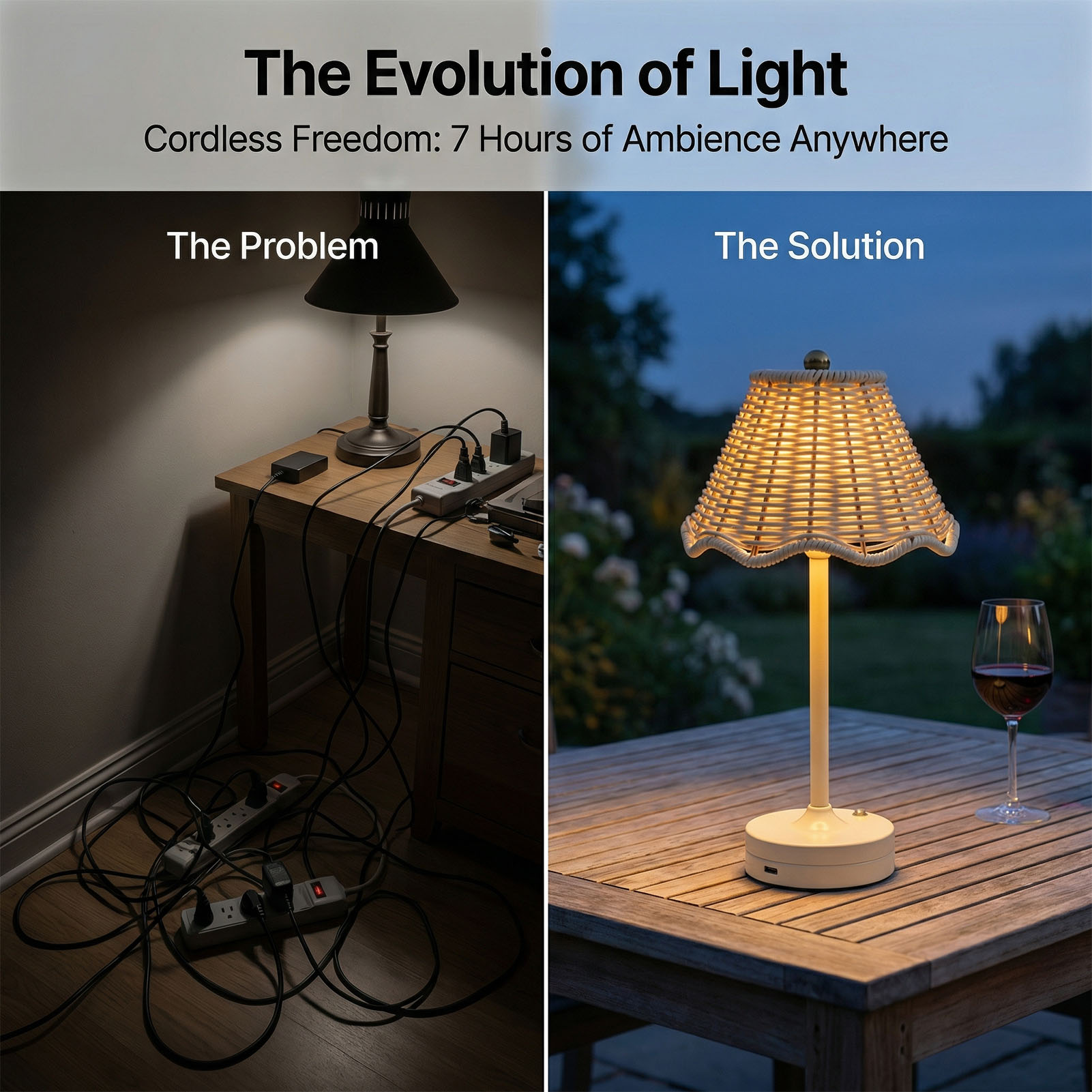 LED Vintage Rattan Table Lamp  - Desk Setup Vintage recensie en prijs