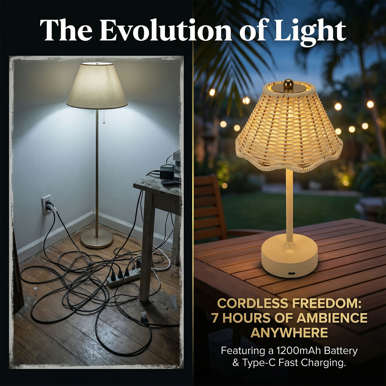 LED Vintage Rattan Table Lamp  - Desk Setup Vintage recensie en prijs