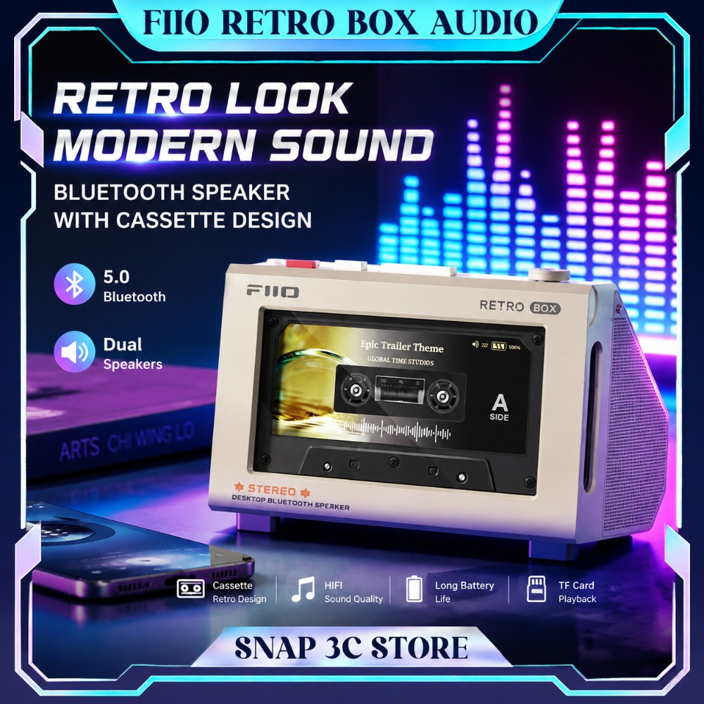 FiiO RETRO BOX Cassette Style  - Desk Setup With Speakers recensie en prijs