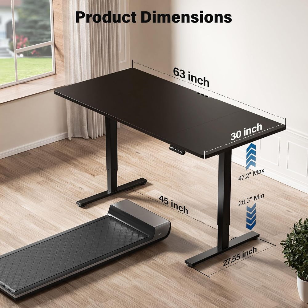 Large 63x30 Electric Adjustabl - Dual Monitor Desk Setup recensie en prijs