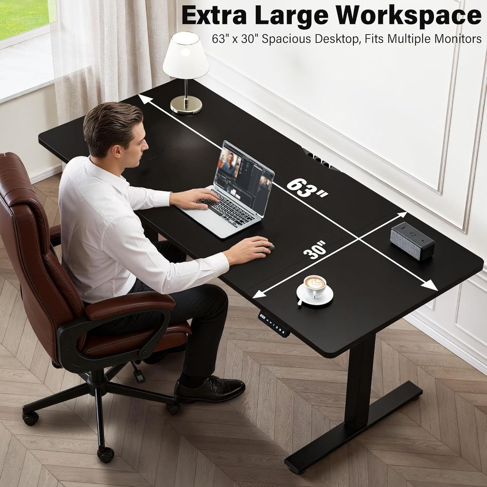 Large 63x30 Electric Adjustabl - Dual Monitor Desk Setup recensie en prijs