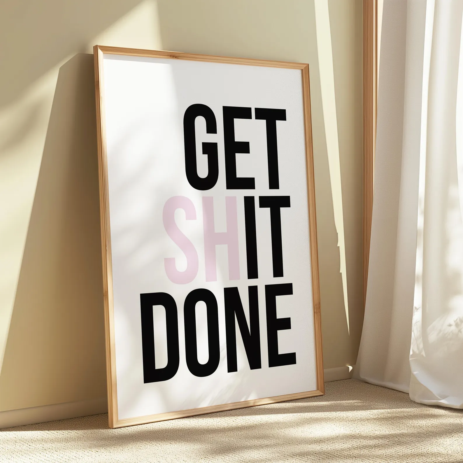 Get shit done, office art, mot - Desk Setup Poster recensie en prijs
