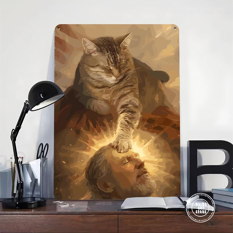 Cat Blessing a Man Tinplate Po - Desk Setup Vintage recensie en prijs