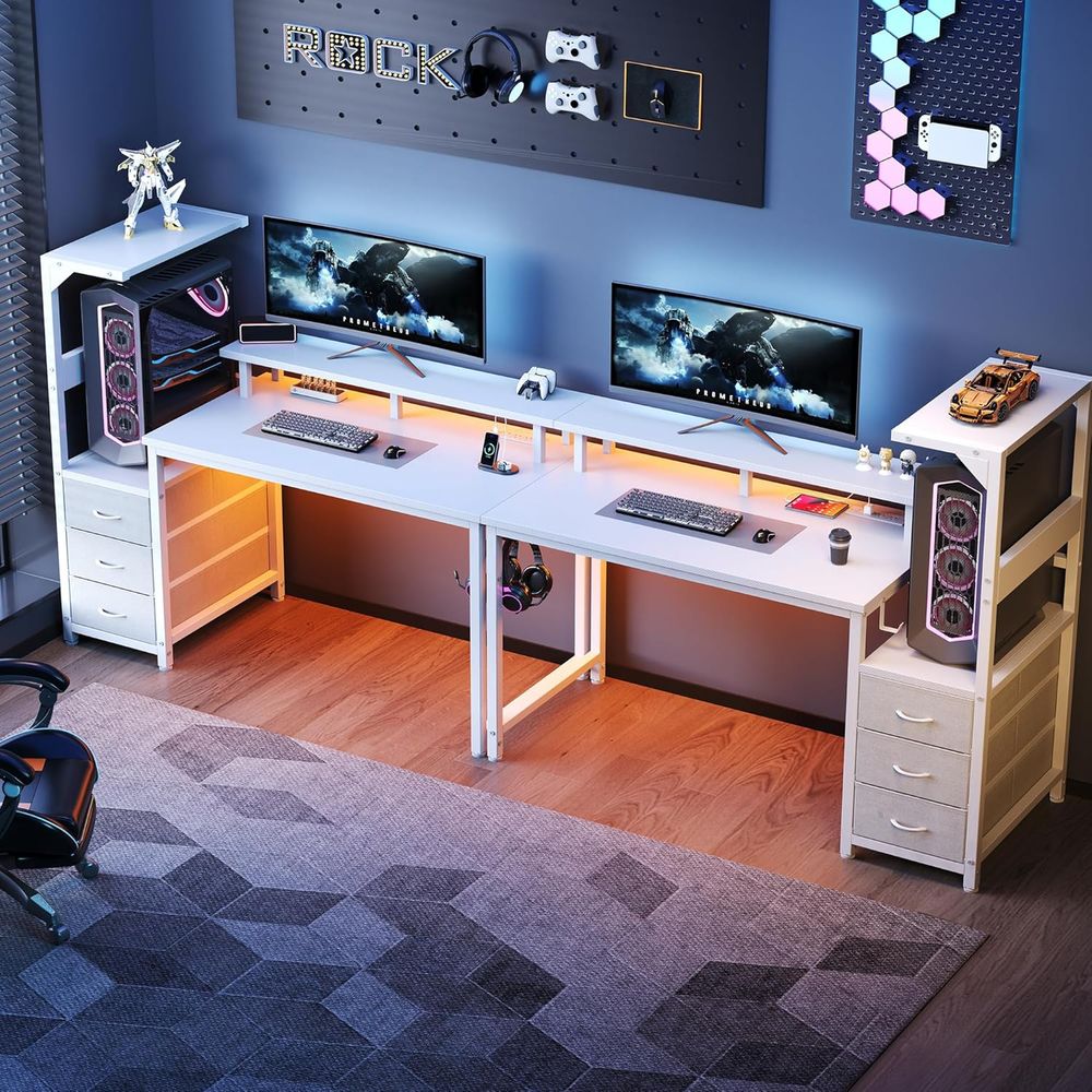 White 52 L-Shaped Gaming Desk  - Dual Monitor Desk Setup recensie en prijs