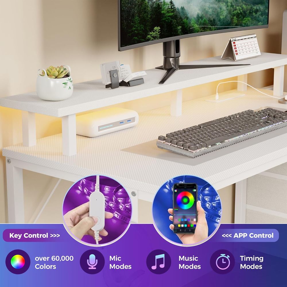 White 52 L-Shaped Gaming Desk  - Dual Monitor Desk Setup recensie en prijs