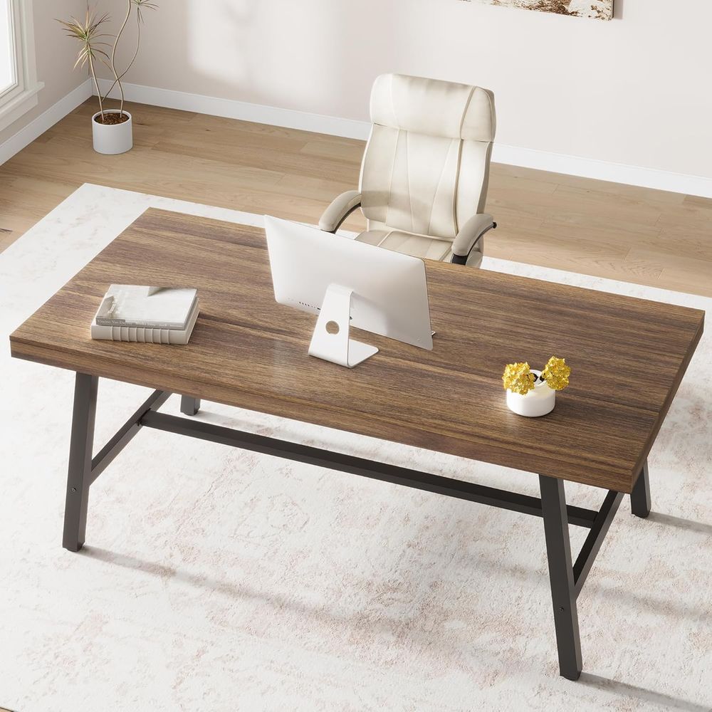 Extra Long Industrial-Style Ru - Dual Monitor Desk Setup recensie en prijs