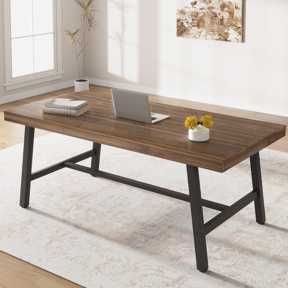 Extra Long Industrial-Style Ru - Dual Monitor Desk Setup recensie en prijs